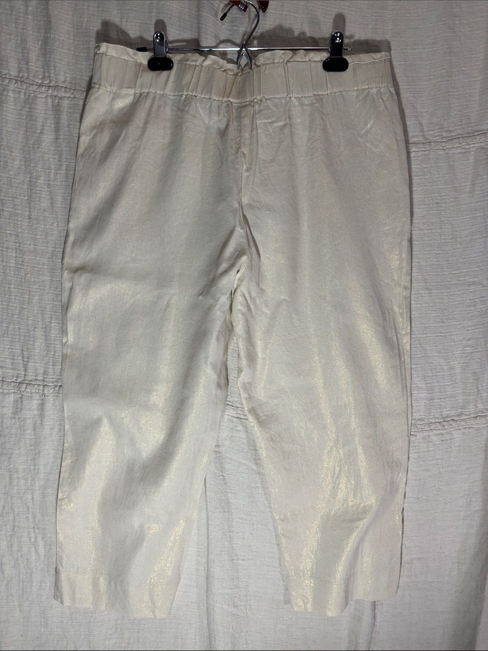 Anne Klein Cream Linen Blend Cropped Paperbag Waist Tie Pants L EUC 65% Linen - Picture 11 of 11